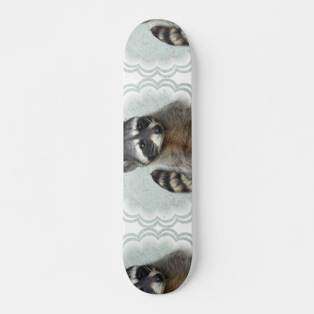 Skateboard Planche à roulettes baguée de raton laveur (Devant)