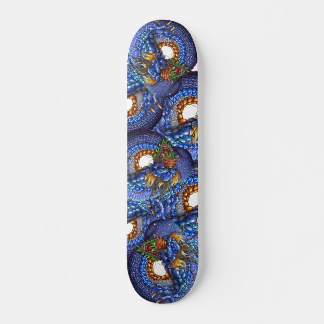 Skateboard Planche à roulettes bleue de dragons (Devant)