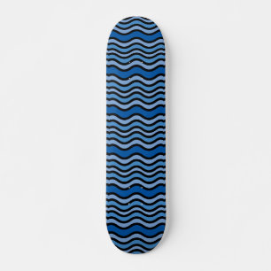 Skateboard Planche à roulettes bleue de motif de vague d'art