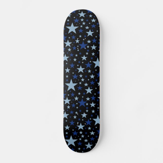 Skateboard Planche à roulettes Blue Stars, arrière - plan noi (Recto)