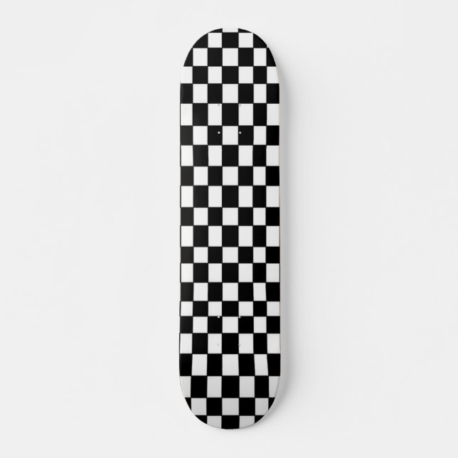 Skateboard Planche à roulettes Checkered noire et blanche (Devant)