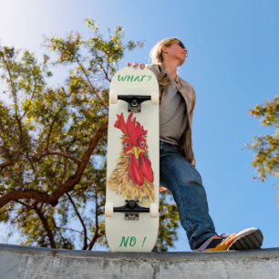 Skateboard Planche à roulettes Coq Drôle Texte personnalisé