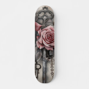 Skateboard Planche à roulettes Corbeau gothique & Roses