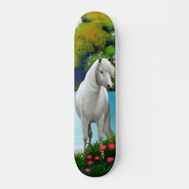 Skateboard Planche à roulettes de cheval blanc (Devant)