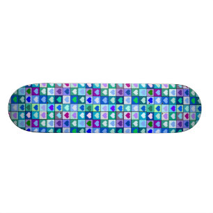 Skateboard Planche à roulettes de filles de coeurs bleus et