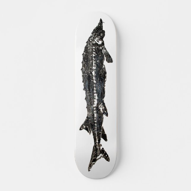 Skateboard Planche à roulettes de Gyotaku d'esturgeon blanc (Devant)