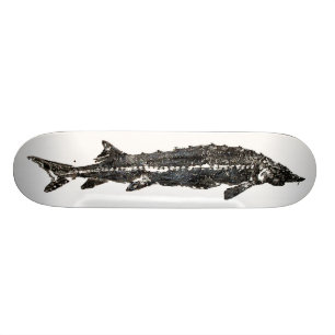 Skateboard Planche à roulettes de Gyotaku d'esturgeon blanc