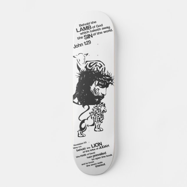 Skateboard Planche à roulettes de lion et d'agneau (Recto)