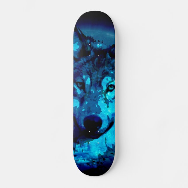 Skateboard Planche à roulettes de loup de lueur de lune (Recto)
