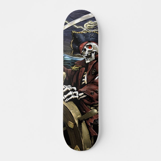 Skateboard Planche à roulettes de squelette de pirate (Devant)