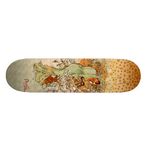 Skateboard Planche à roulettes d'hiver d'Alfons Mucha