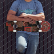 Planche à roulettes en mosaïque 3D cuivre rouge no