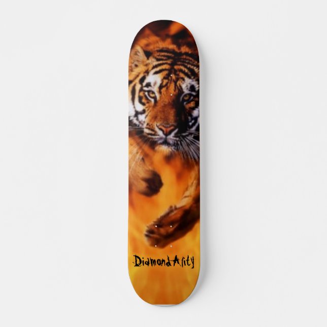 Skateboard Planche à roulettes flamboyante de tigre de (Devant)