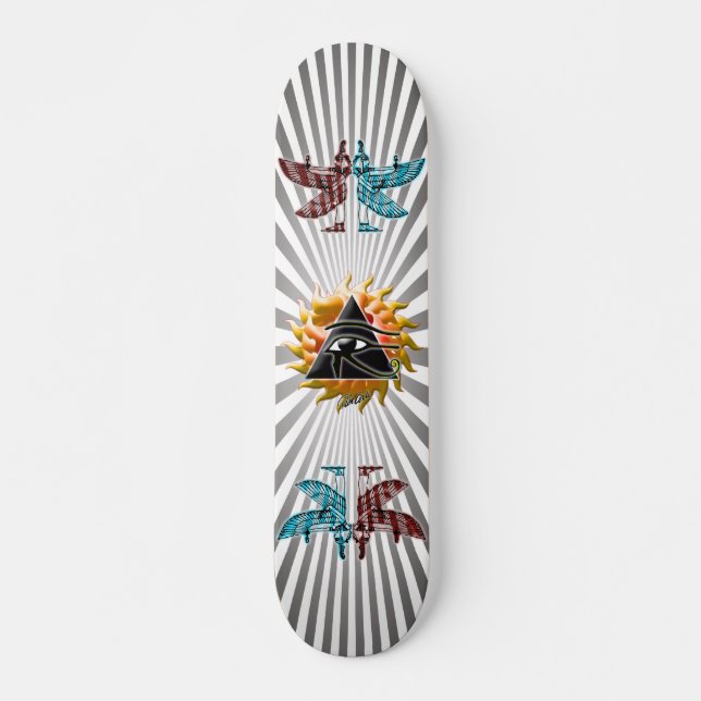 Skateboard Planche à roulettes flamboyante d'oeil de pyramide (Devant)
