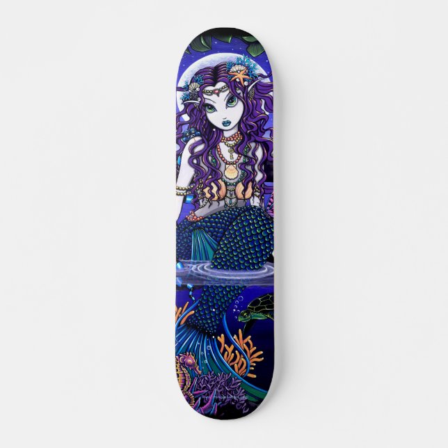 Skateboard Planche à roulettes gothique de sirène de lune (Devant)