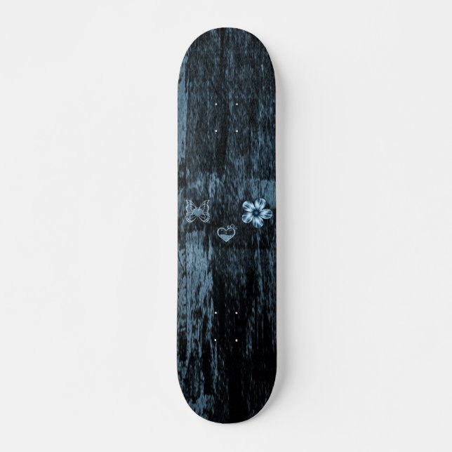Skateboard planche à roulettes grunge bleue de filles (Devant)