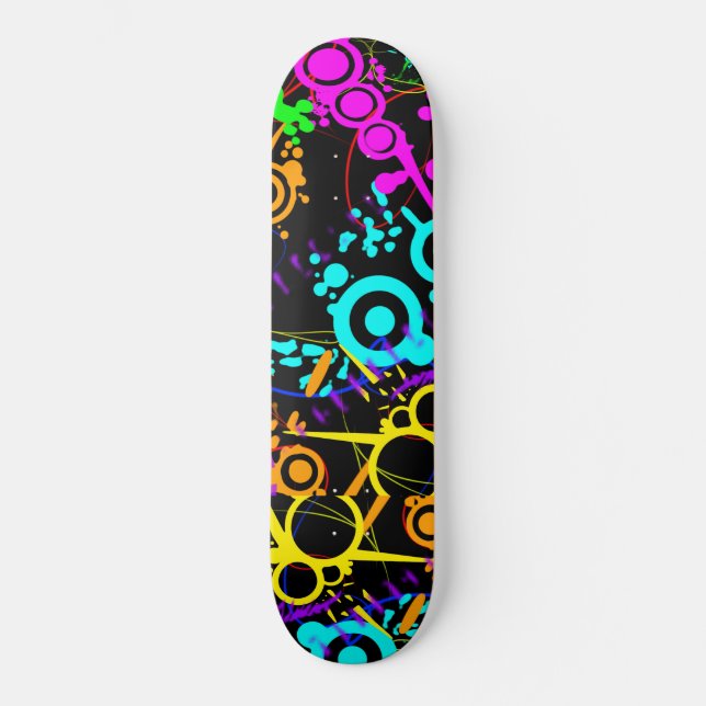 Skateboard Planche à roulettes moderne d'éclaboussure au néon (Recto)