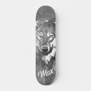 Skateboard Planche à roulettes moderne noir blanc gris aquare