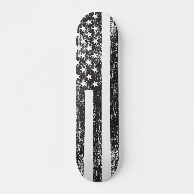 Skateboard Planche à roulettes noire et blanche de drapeau (Devant)