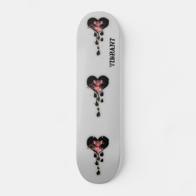 Skateboard Planche à roulettes noire et rose VIBRANTE de (Recto)