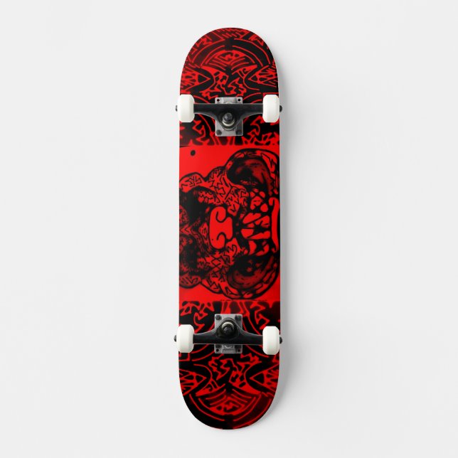 Skateboard Planche à roulettes noire/rouge abstraite de (Recto)