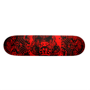 Skateboard Planche à roulettes noire/rouge abstraite de