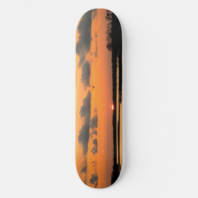 SKATEBOARD PLANCHE À ROULETTES ORANGE DE COUCHER DU SOLEIL (Recto)