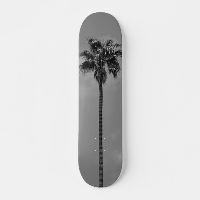 Skateboard Planche à roulettes Palmier Noir et Blanc (Devant)