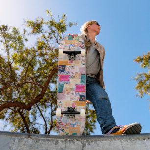Skateboard planche à roulettes patchwork Good Vibes