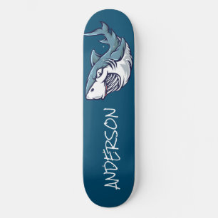 Skateboard planche à roulettes Personalized Blue Shark