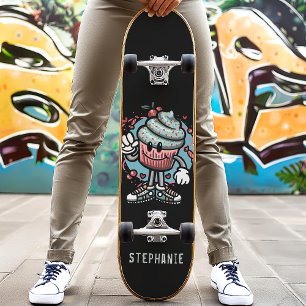 Skateboard Planche à roulettes personnalisée avec nom Cupcake