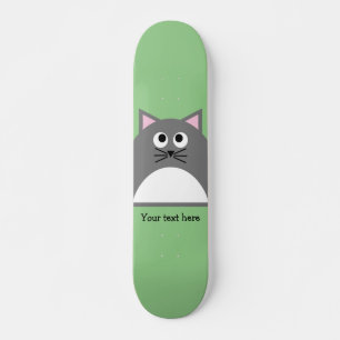 Skateboard Planche à roulettes personnalisée Kitty Chat Gris