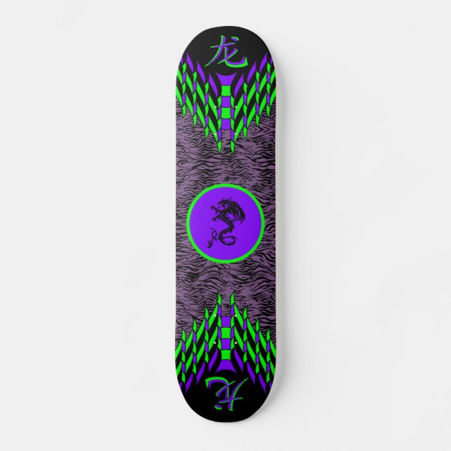 Skateboard Planche à roulettes pourpre de dragon de tigre (Recto)