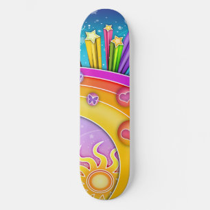 Skateboard Planche à roulettes - rétro ciel d'années '60