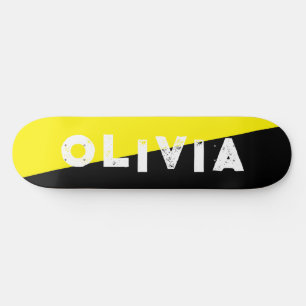 Skateboard planche à roulettes rétro jaune et noir divisée