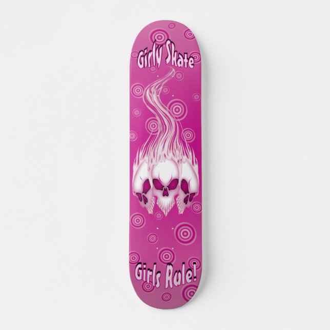 Skateboard Planche à roulettes rose de crâne (Devant)
