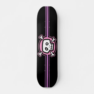 Skateboard Planche à roulettes rose de crâne