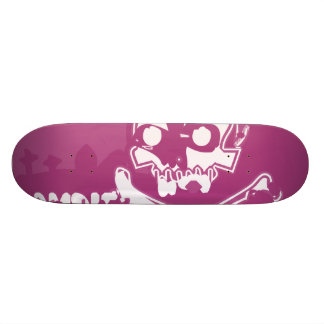 Skateboard Planche à roulettes rose de crâne de zombi