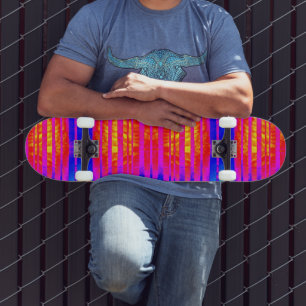 Skateboard Planche à roulettes rose et bleu néon