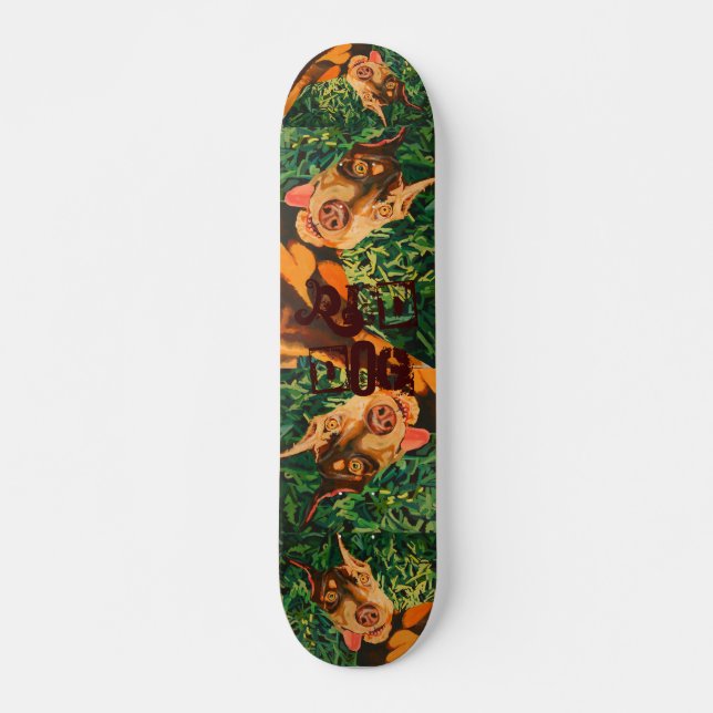 Skateboard Planche à roulettes rouge de chien (Devant)