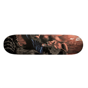 Skateboard Planche à roulettes rouge de loup-garou de lune
