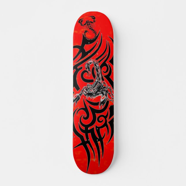 Skateboard Planche à roulettes rouge de scorpion (Devant)
