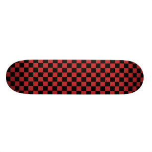 Skateboard Planche à roulettes rouge et noire de damier