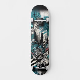 Skateboard Planche à roulettes Street Art Tech Rétro-Futurist