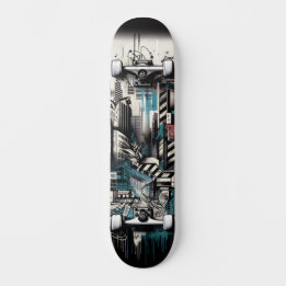Skateboard Planche à roulettes Street Art Tech Rétro-Futurist
