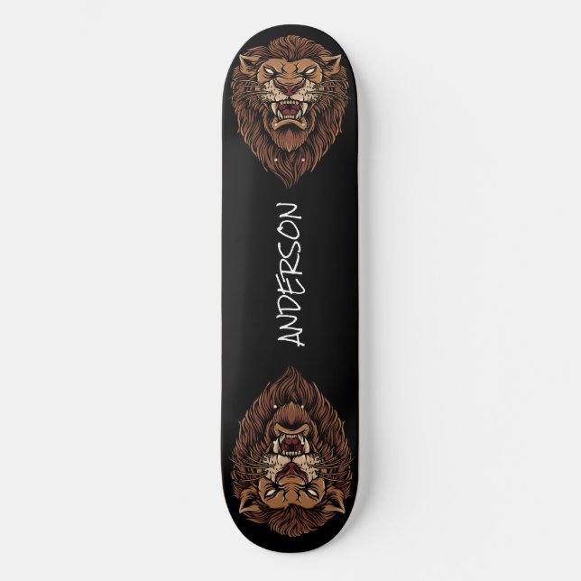 Skateboard planche à roulettes Tête de lion en colère personn (Recto)
