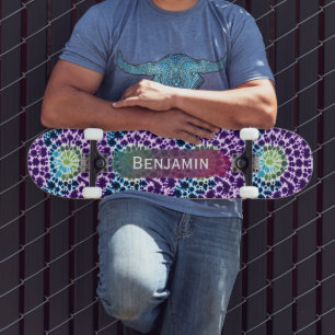 Skateboard Planche à roulettes Tie-Dye Violet Vert Turquoise 