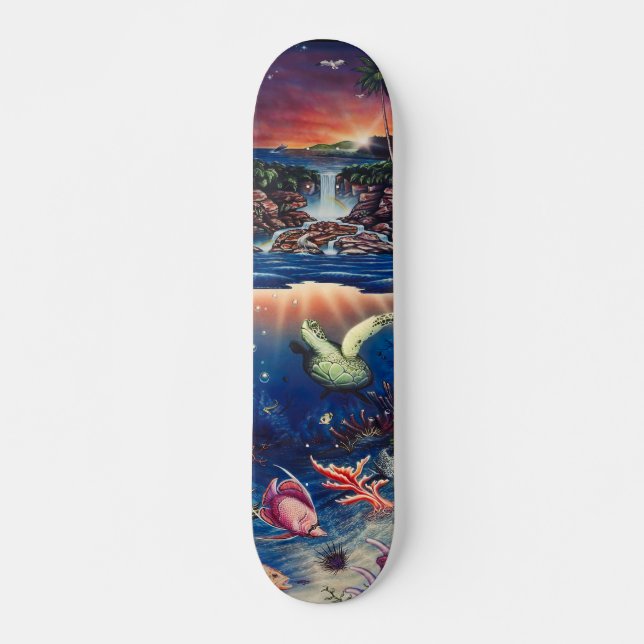 Skateboard Planche à roulettes tropicale de tortue de mer (Devant)