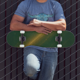 Skateboard Planche à roulettes unisexe vert et or élégant