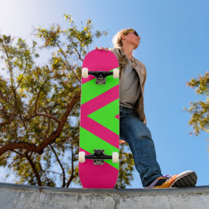 Skateboard Planche à roulettes Zigzag Rose Néon et Vert – Per